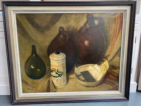 Olieverfschilderij stilleven - gesigneerd Tielens, Antiek en Kunst, Kunst | Schilderijen | Klassiek, Ophalen