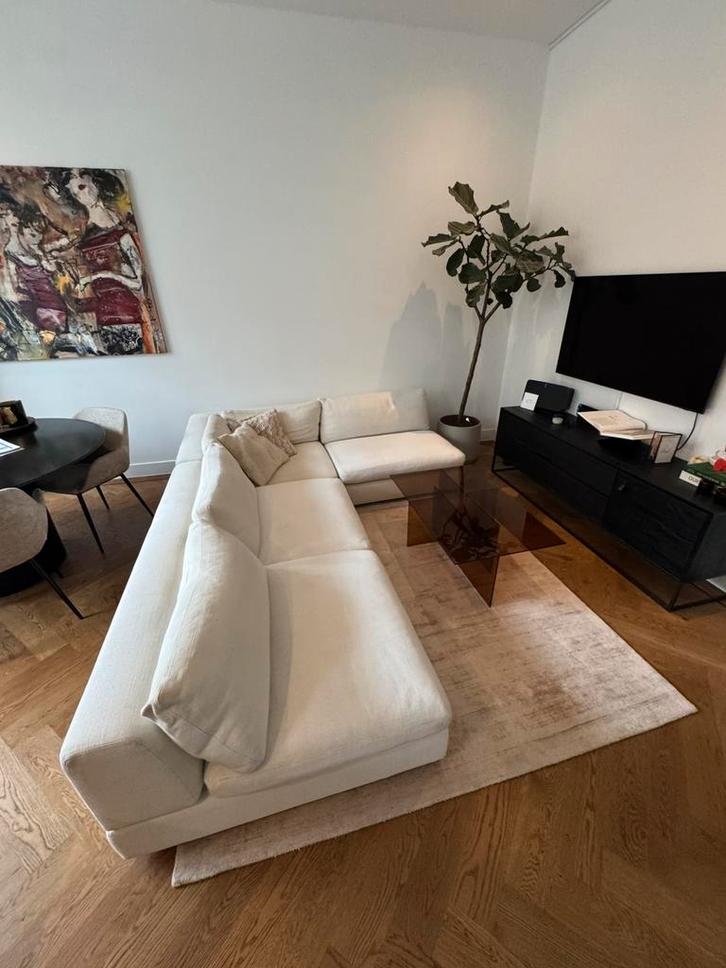 Minotti White bank, Huis en Inrichting, Banken | Bankstellen, Zo goed als nieuw, Hoekbank, Driepersoons, 250 tot 300 cm, 75 tot 100 cm