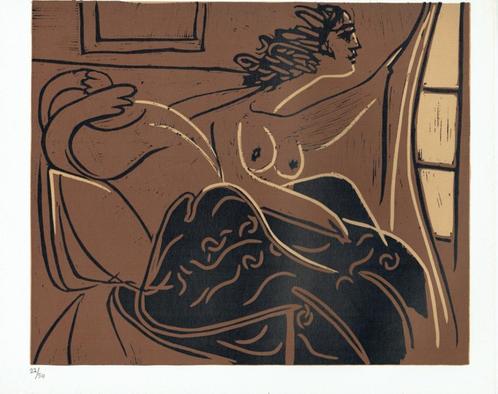 Picasso Woman at the Window Linocut Genummerd, Antiek en Kunst, Kunst | Litho's en Zeefdrukken, Ophalen of Verzenden