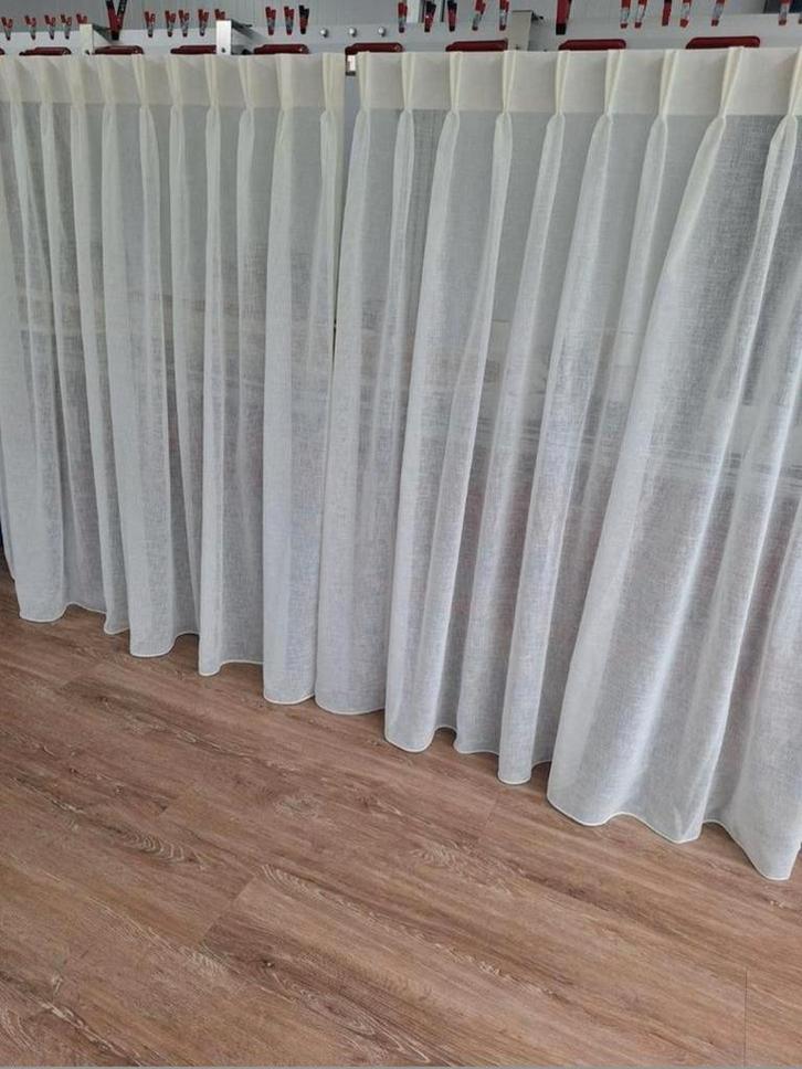 Witte/gele gordijnen, vlinderplooi, 224x157,5cm, Huis en Inrichting, Stoffering | Gordijnen en Lamellen, Ophalen of Verzenden