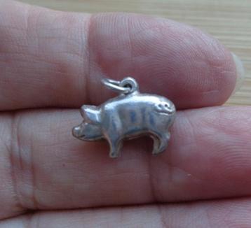 zilveren vintage bedel varken [581] beschikbaar voor biedingen