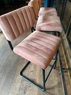 Roze Velours/velvet Barkrukken - Set van 6, Ophalen, 5 krukken of meer, Met voetsteun, 60 tot 90 cm