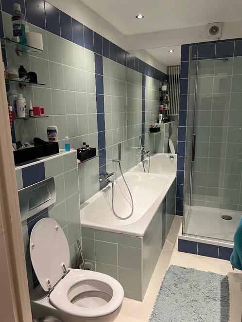 witte douchebak 100x90 cm en bijpassende douchedeuren, Doe-het-zelf en Verbouw, Sanitair, Gebruikt, Douche, Chroom, Glas, Ophalen