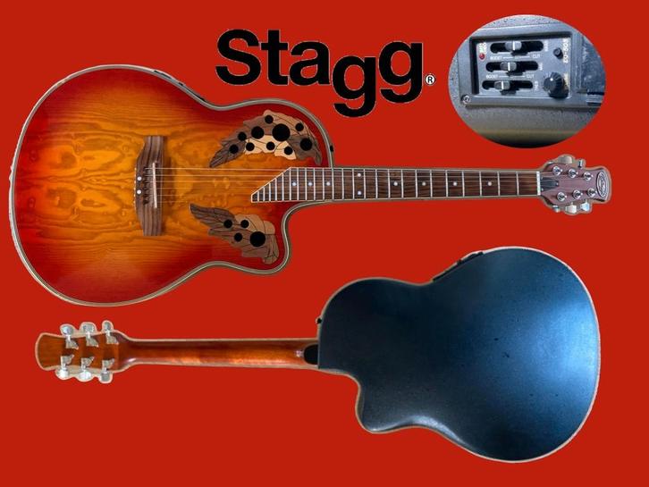 Stagg akoestisch / elektrisch versterkte gitaar, Muziek en Instrumenten, Snaarinstrumenten | Gitaren | Elektrisch, Zo goed als nieuw