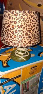 Leuke vintage lamp met luipaardprint, Hout, Gebruikt, Vintage, Ophalen of Verzenden