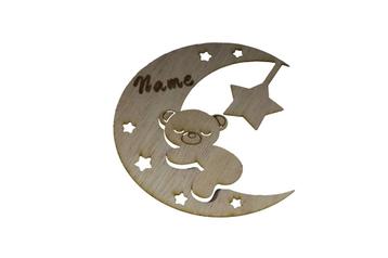 Gepersonaliseerde Maan met Beertje - Houten Decoratie beschikbaar voor biedingen
