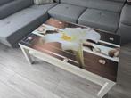 Salontafel groot 118x78x45 glas bloem bruin, wit, Minder dan 50 cm, Rechthoekig, 50 tot 100 cm, Ophalen of Verzenden