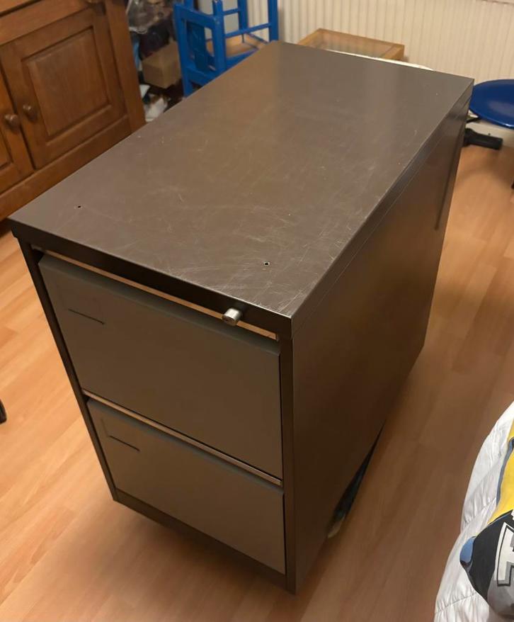 Stalen bruin grijs ladenkast archief kast 44x73x75cm, Huis en Inrichting, Kasten | Ladekasten, Zo goed als nieuw, Minder dan 100 cm