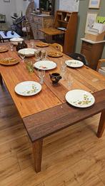 Grote teakhout eettafel 220cm, Ophalen, Teakhout, 200 cm of meer, Zo goed als nieuw