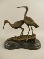 Bronzen Grutto's op Marmeren Plateau - Prachtig Paar, Antiek en Kunst, Ophalen of Verzenden, Brons