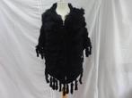 K YEN zwart gebreide poncho met bont - maat M, Kleding | Dames, Verzenden, Zo goed als nieuw, Maat 38/40 (M), Zwart