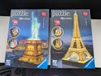 Ravensburger 3D Puzzels - Vrijheidsbeeld & Eiffeltoren, Ophalen of Verzenden, Meer dan 50 stukjes, Zo goed als nieuw, 6 jaar of ouder