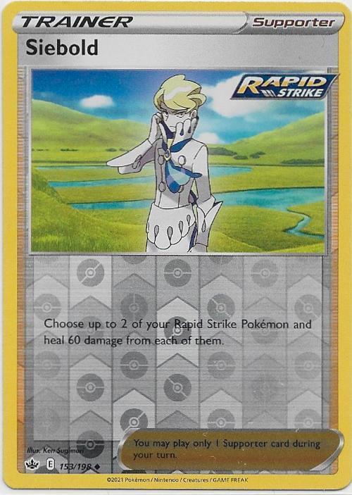 Chilling Reign,  Siebold [reverse] 153/198, Hobby en Vrije tijd, Verzamelkaartspellen | Pokémon, Nieuw, Losse kaart, Verzenden