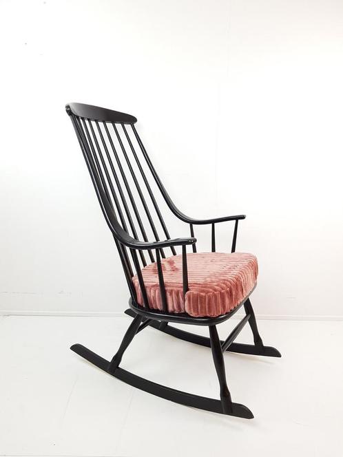 Vintage Zweedse schommelstoel Grandessa Lena Larsson Nesto, Huis en Inrichting, Fauteuils, Zo goed als nieuw, Hout, Stof, 50 tot 75 cm