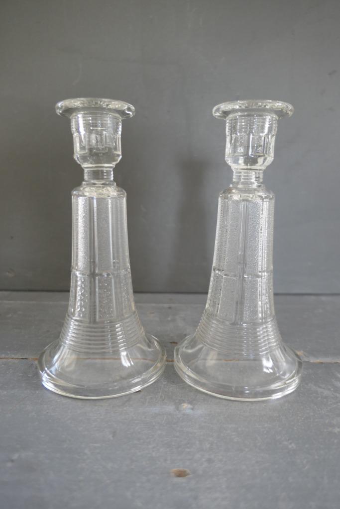 Art Deco Val Saint Lambert Luxval Kandelaars "Allard" 1935, Antiek en Kunst, Verzenden, Glas