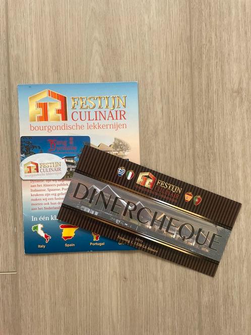 Restaurant cadeaubon Festijn Culinair Almere t.w.v. €50,-, Tickets en Kaartjes, Kortingen en Cadeaubonnen, Twee personen, Overige typen