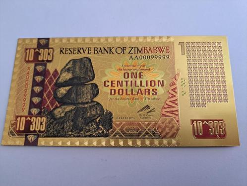 BILJET -ZIMBABWE - GOUDFOLIE-1 CENTILLLILION DOLLARS (230), Postzegels en Munten, Bankbiljetten | Afrika, Los biljet, Zimbabwe