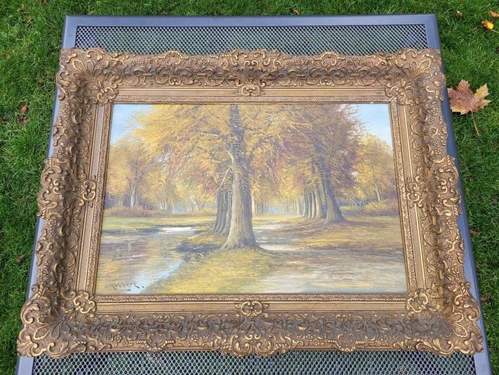Klassiek herfstlandschap van W. Robberts, Antiek en Kunst, Kunst | Schilderijen | Klassiek, Ophalen