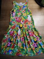 H&M jurk tropische vogel bloemen fruit print maat 134/140, Gebruikt, Meisje, H&M, Ophalen of Verzenden