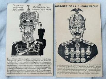 Wo1: 2x ak kaiser wilhelm II spot propaganda puzzel busby beschikbaar voor biedingen