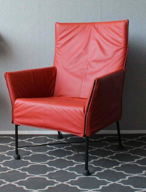 MONTIS Charley warm rood leder als nieuw, Huis en Inrichting, Fauteuils, Zo goed als nieuw, Ophalen
