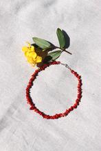 Rood Koraal en Zilver Collier, Ophalen of Verzenden, Zo goed als nieuw, Rood, Steen of Mineraal