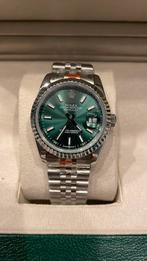Rolex date just groen  41 mm, Sieraden, Tassen en Uiterlijk, Horloges | Heren, Ophalen of Verzenden, Zo goed als nieuw, Staal