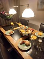 Eikenhouten tafel met belgisch leisteen, Ophalen, Gebruikt, Eikenhout, 200 cm of meer