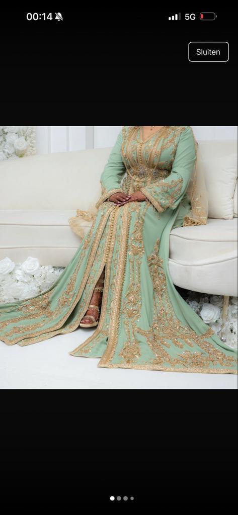 Bruidslebsas te huur/koop, Kleding | Dames, Trouwkleding en Trouwaccessoires, Gedragen, Trouwjurk, Groen, Ophalen of Verzenden