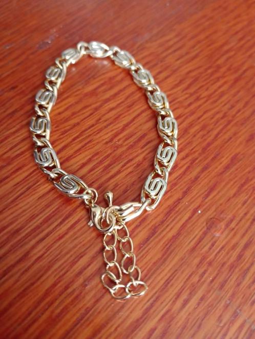 Griekse Goldtone Plated Armband (A1) Size: 18/21cm, Sieraden, Tassen en Uiterlijk, Armbanden, Nieuw, Overige materialen, Goud