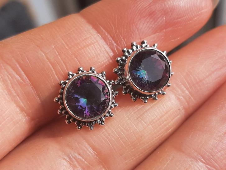 Vanoli 925 zilveren oorbellen oorknopjes mystiek topaas, Sieraden, Tassen en Uiterlijk, Oorbellen, Nieuw, Knopjes of Stekers, Zilver