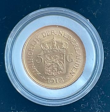 Nederland Gouden 5 Gulden 1912 Wilhelmina UNC beschikbaar voor biedingen