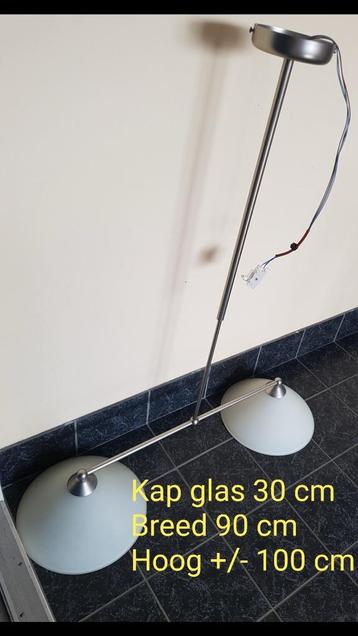 Plafond hanglamp Kap glas 30 cm Breed 90 cm Hoog +/- 100 cm  beschikbaar voor biedingen