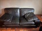 Zwarte leren bank - comfortabel en stijlvol, Ophalen, Gebruikt, Rechte bank, 200 tot 250 cm