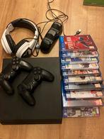 PlayStation 4 + 2 controllers, 10 games + laadstation, Ophalen, Met 2 controllers, Original, Gebruikt