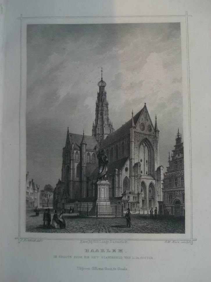 22 / Haarlem de groote kerk Staalgravure 1860, Antiek en Kunst, Kunst | Etsen en Gravures, Ophalen of Verzenden