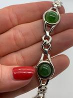 S280 Prachtige zilveren armband met jade, Sieraden, Tassen en Uiterlijk, Antieke sieraden, Ophalen of Verzenden, Zilver, Armband
