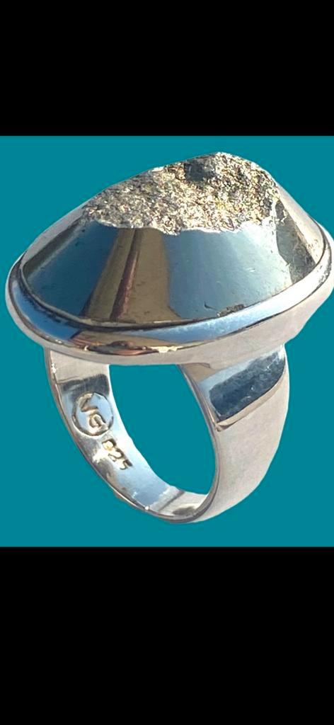 Extravagante Pyrietring van 925 sterling zilver., Sieraden, Tassen en Uiterlijk, Ringen, Nieuw, Dame of Heer, 18 tot 19, Zilver