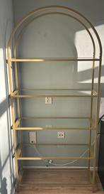 Gouden Boekenkast met Glazen Planken, Ophalen, Met plank(en), 50 tot 100 cm, 150 tot 200 cm