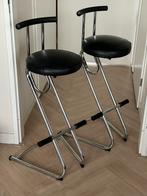 Set van 2 vintage barkrukken/barstoelen chroom, 2 krukken, Ophalen, Gebruikt, 60 tot 90 cm