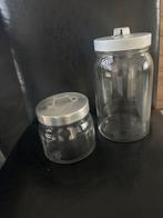 2 voorraad potten van glas, Ophalen of Verzenden, Zo goed als nieuw, Glas, Pot, Bus of Blik