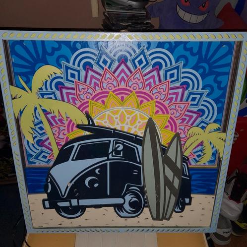 lichtbak vw volkswagen t1 t2 retro led neon lamp 3d hout, Verzamelen, Merken en Reclamevoorwerpen, Gebruikt, Lichtbak of (neon) lamp