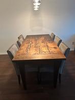 Eettafel met lades + 6 stoelen, Ophalen, Gebruikt, Teakhout, 50 tot 100 cm