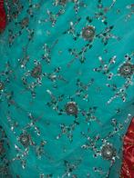 Prachtige bewerkte Saree - 1x Gedragen, Ophalen of Verzenden, Zo goed als nieuw, Groen, Overige typen