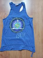 Leuk paars / blauwe top + opdruk van peaceteken + peace 164, Ophalen of Verzenden, Gebruikt, Meisje, Shirt of Longsleeve