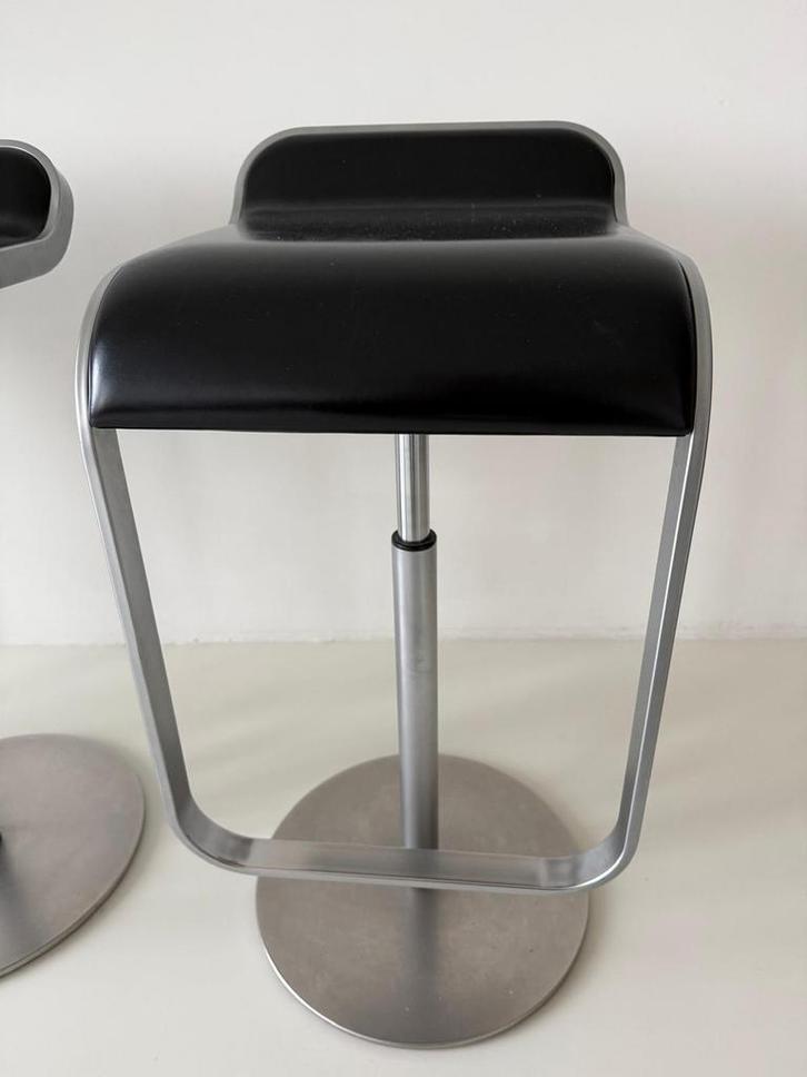 LaPalma barkrukken zwart leer, Huis en Inrichting, Barkrukken, Zo goed als nieuw, 60 tot 90 cm, Leer, 2 krukken, Met voetsteun