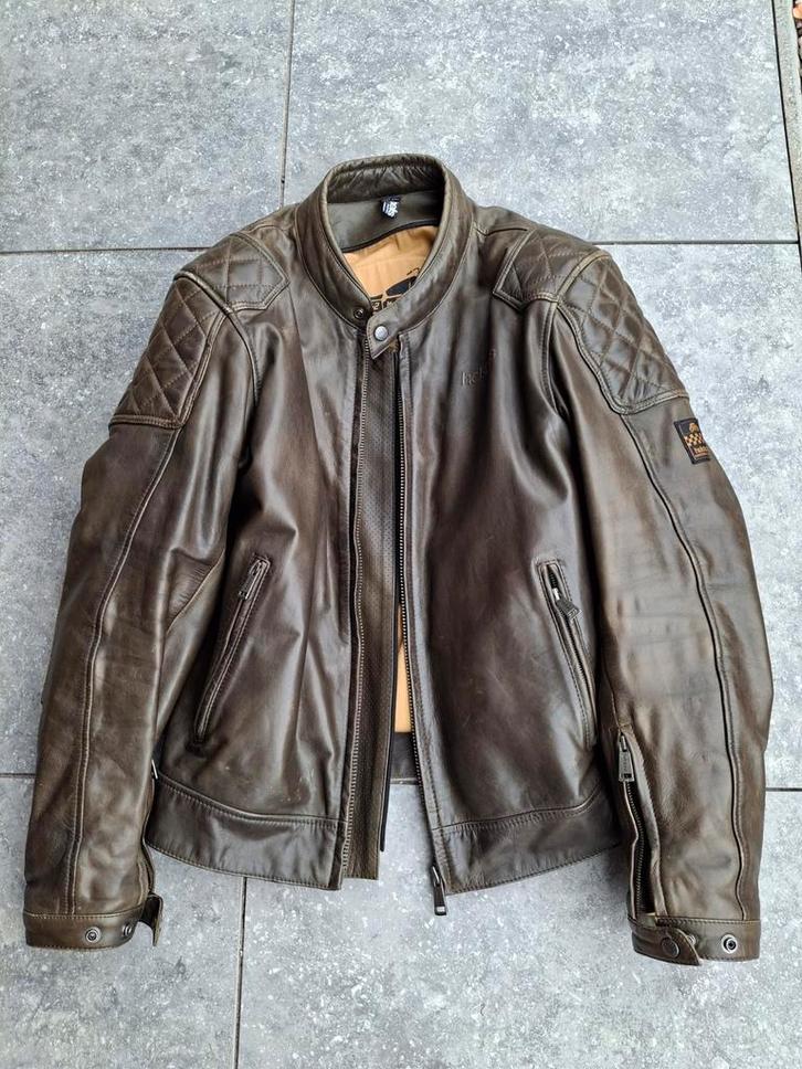 Helstons leren motorjas, maat XXL, kleur khaki, Motoren, Kleding | Motorkleding, Jas | leer, Tweedehands, Ophalen of Verzenden