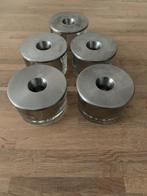 5 x Qdo kandelaar voor kaars met glazen bakje v decoratie, Overige materialen, Overige kleuren, Ophalen of Verzenden, Zo goed als nieuw