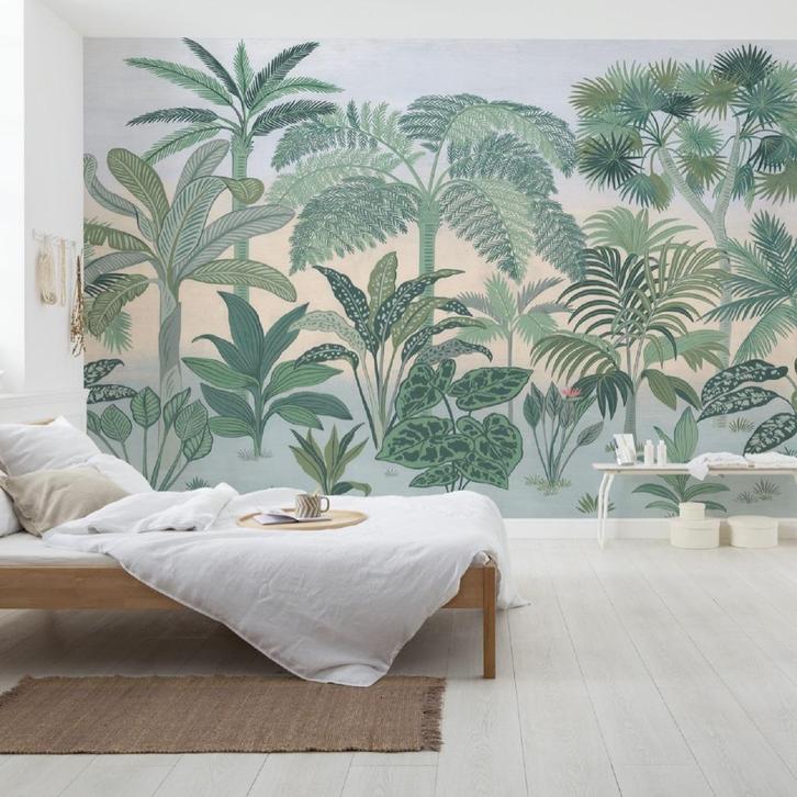 Botanisch behang Jungara, planten, jungle bladeren behang, Huis en Inrichting, Stoffering | Behang, minder dan 10 m², Verzenden