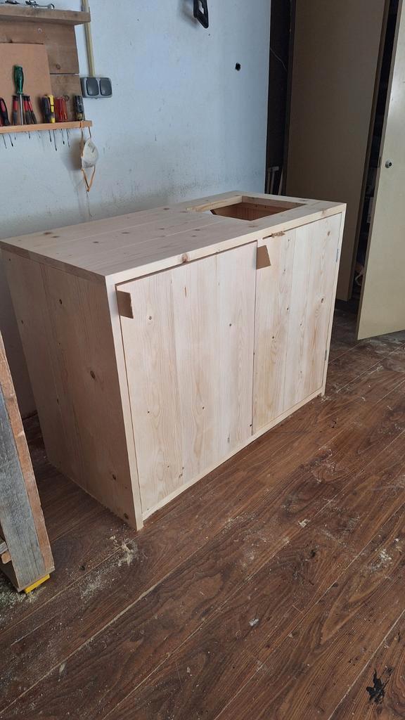 Keukenblok van terug gedroogd en geschaafd steigerhout, Huis en Inrichting, Keuken | Keukenelementen, Nieuw, Ophalen of Verzenden